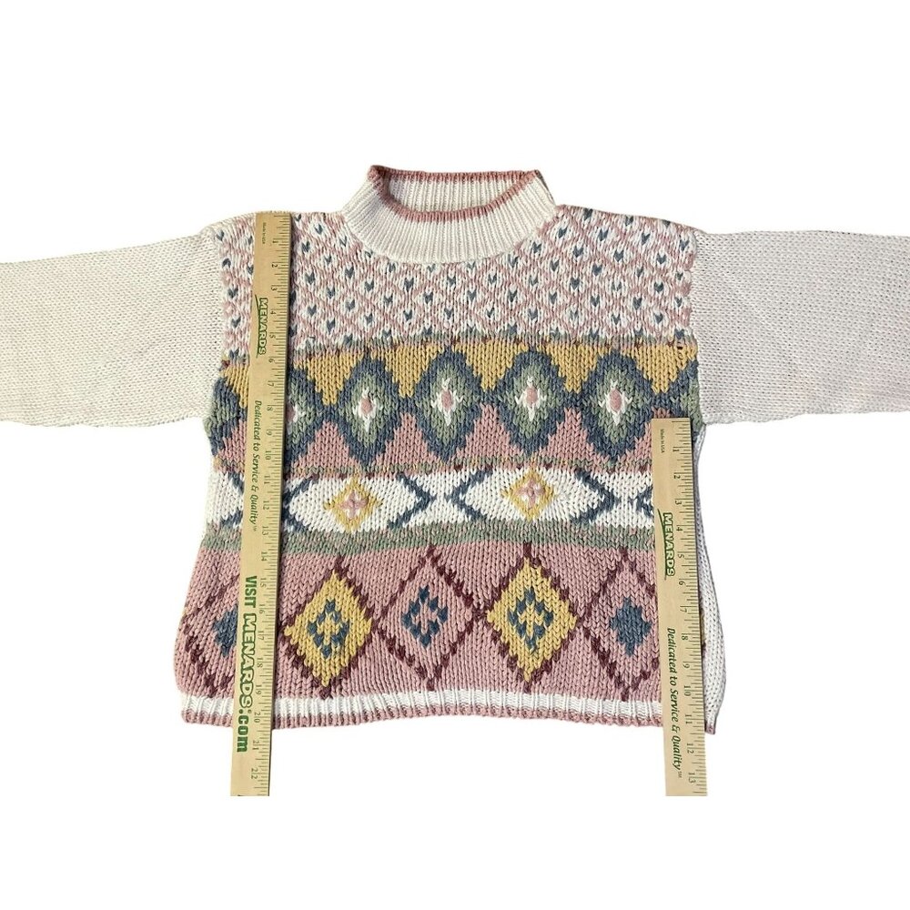 Vintage Ivy Club Sweater Women's M Geometric Mock Neck Grandmacore Used - Picture 10 of 15